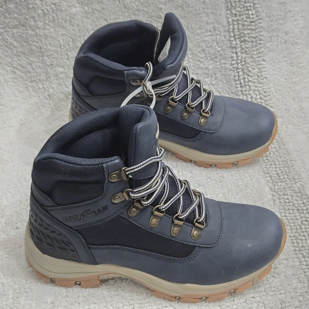 Goodyear Montana Waterproof Boots Mens Sz 7.5 Blue Lace Up Workwear Hiking Shoes